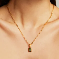Outlet Baguette Birthstone Necklace Personalized Charms & Pendants | Necklaces