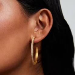 Hot Petit Pavé Midi Hoops Hoops | Earrings