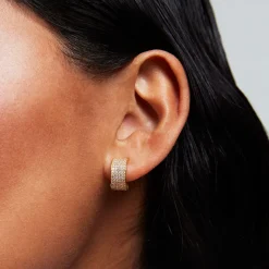 Hot Petit Pavé Thick Huggie Hoops Hoops | Earrings