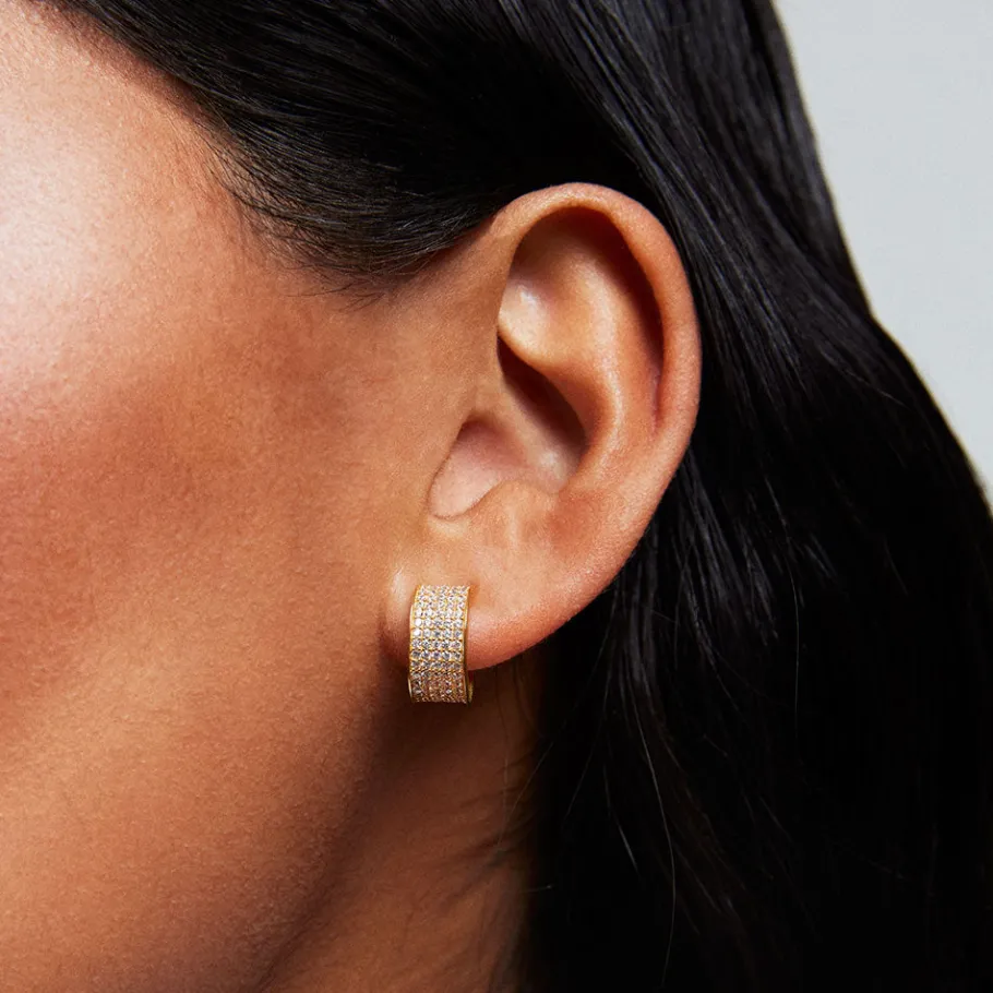 Hot Petit Pavé Thick Huggie Hoops Hoops | Earrings